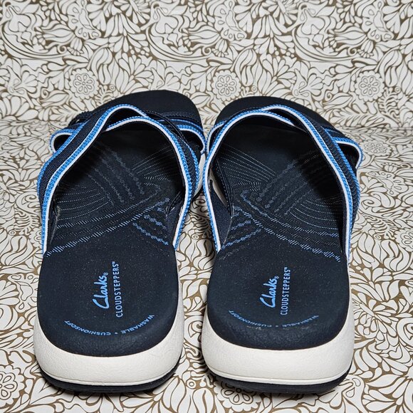 Clarks Cloudsteppers Cushion Soft Women's Blue Flip Flops Sandals Size 10M - Picture 2 of 4